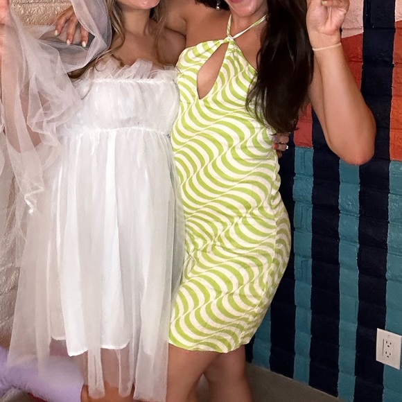 Zara // 70s Satin Swirl Effect Print Mini Short Dress - Picture 3 of 4